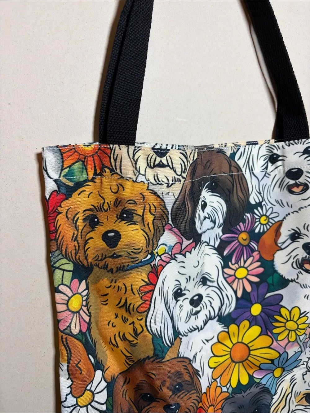 Maltese Colorful Flower Tote Bag